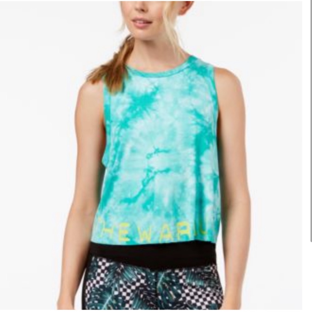 Green & White Tie Dye Crop Athletic Top by Jessica Simpson The Warm Up M… - Picture 1 of 5